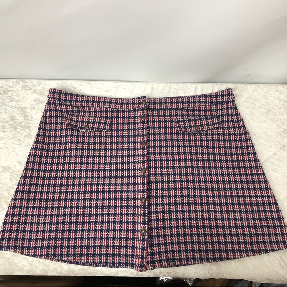 Modcloth Plaid Mini Skirt 3x full front button up